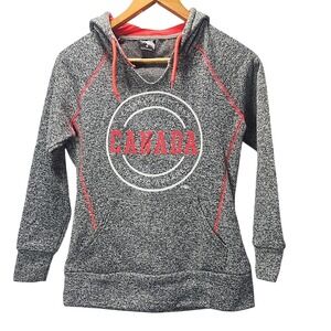 River Wear Canada Athletic Souvenir Hoodie Gray Womens S Travel Graphic Contrast